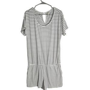 J.Crew Black White Striped Romper Women’s Medium Casual Summer Minimalist Resort
